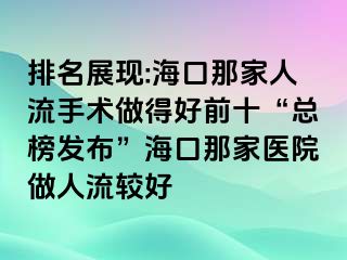 排名展现:海口那家人流手术做得好前十“总榜发布”海口那家医院做人流较好